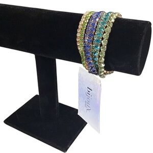 Bijoux Bar Bracelet Multicolor Glass 7 pcs Blue Green Clear Aqua NWT